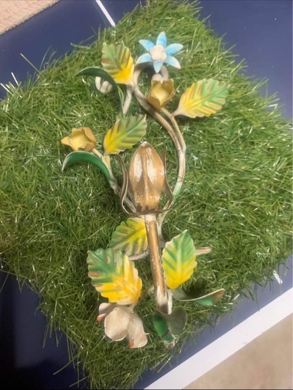 Decorative Metal Floral Wall Accent in Yellow, Green & Blue